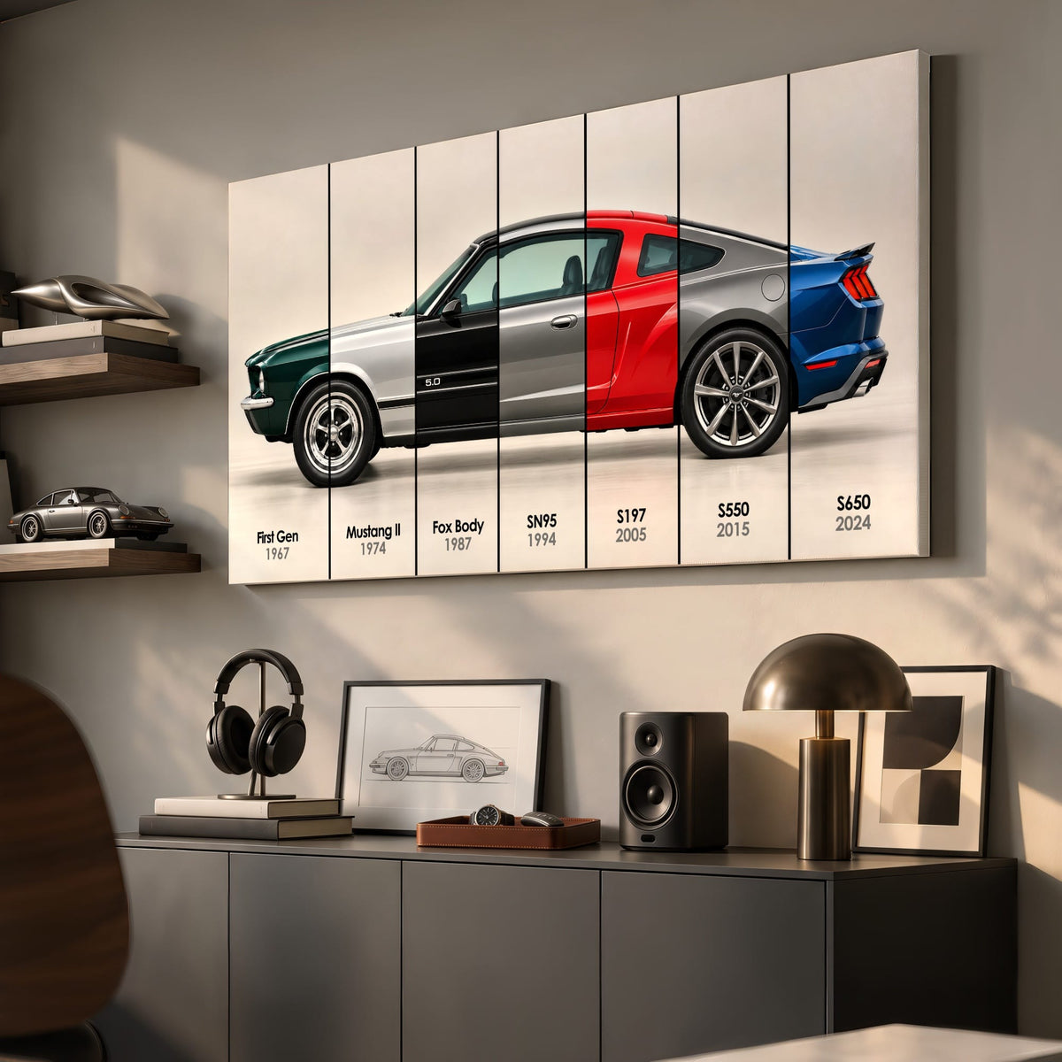 Ford Mustang Evolution Poster & Canvas Wall Art | Caveson Cars