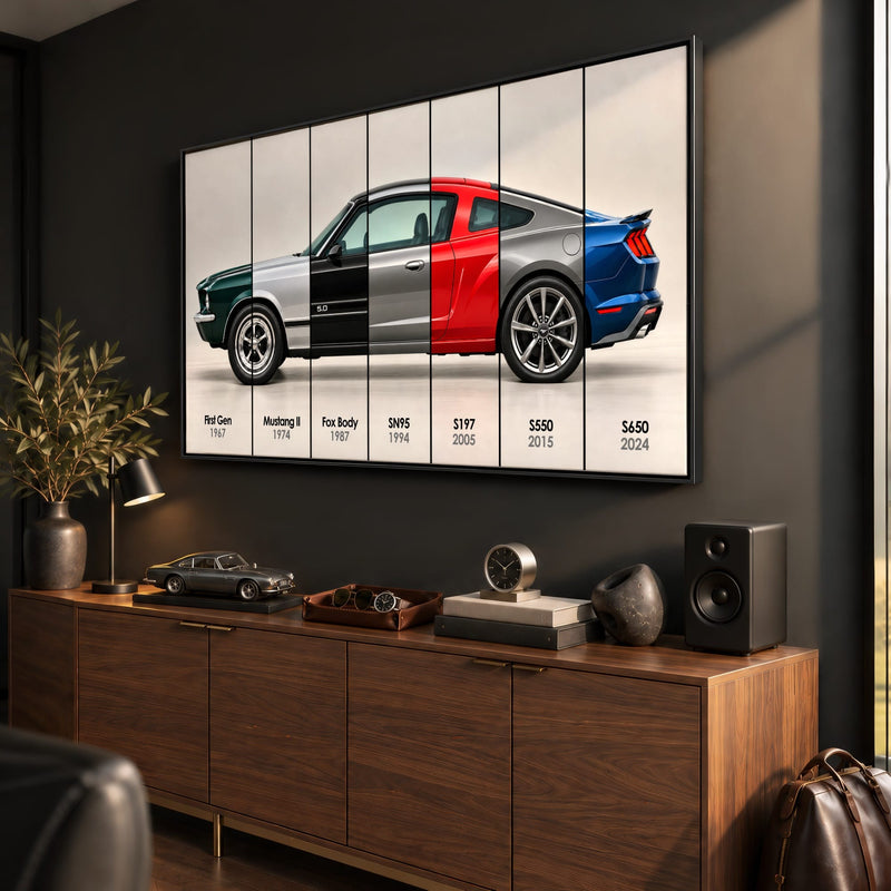 Ford Mustang Evolution Poster & Canvas Wall Art | Caveson Cars