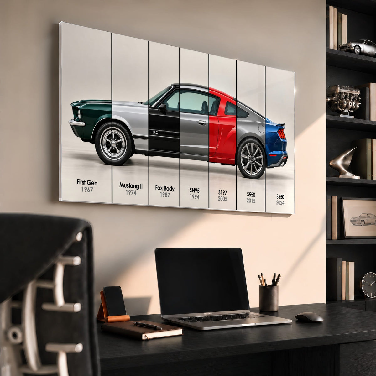 Ford Mustang Evolution Poster & Canvas Wall Art | Caveson Cars