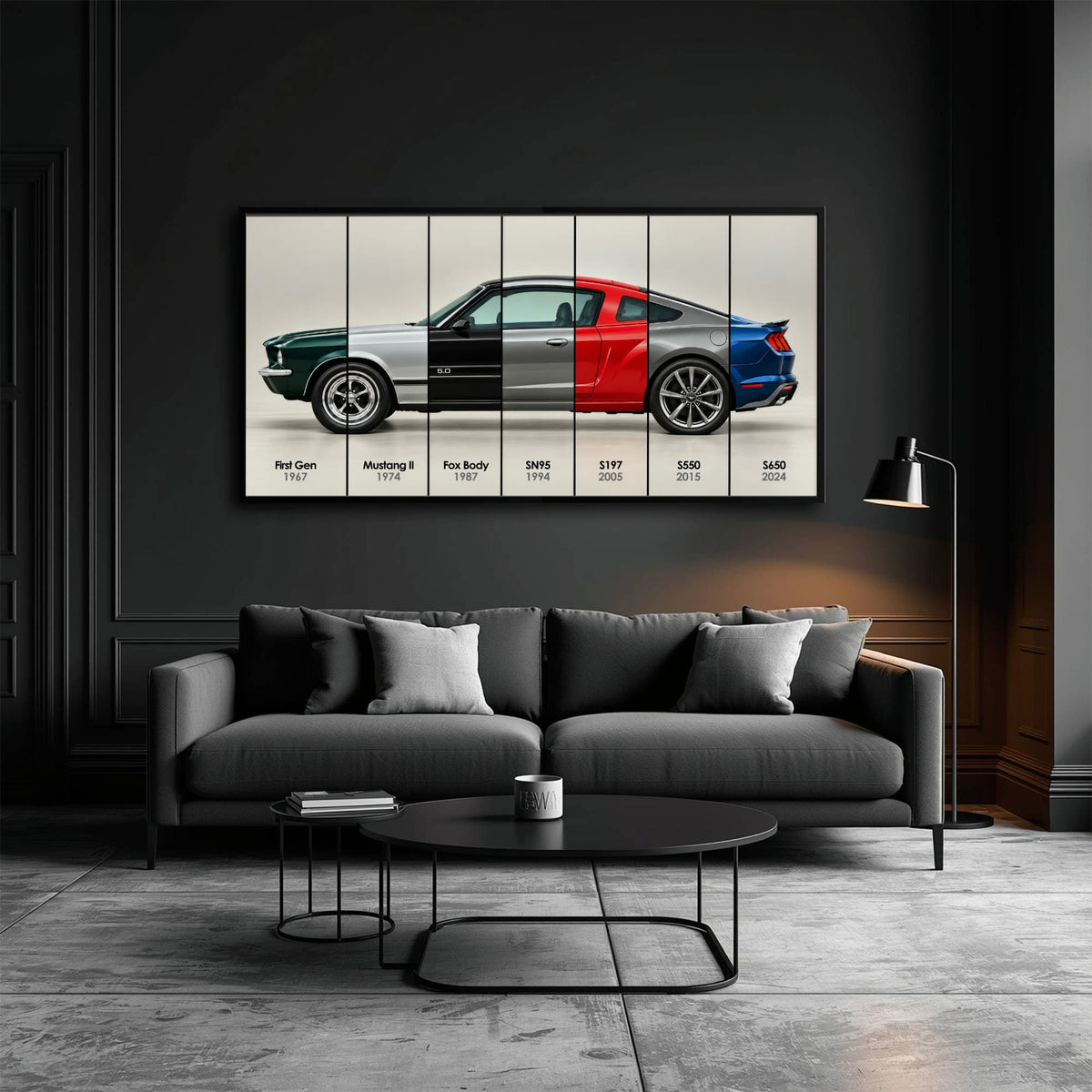 Ford Mustang Evolution Poster & Canvas Wall Art | Caveson Cars
