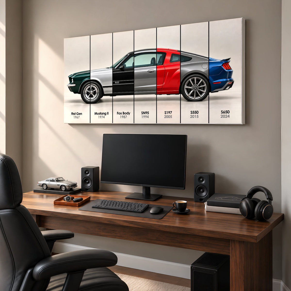 Ford Mustang Evolution Poster & Canvas Wall Art | Caveson Cars