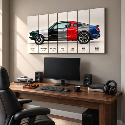 Ford Mustang Evolution Poster & Canvas Wall Art | Caveson Cars