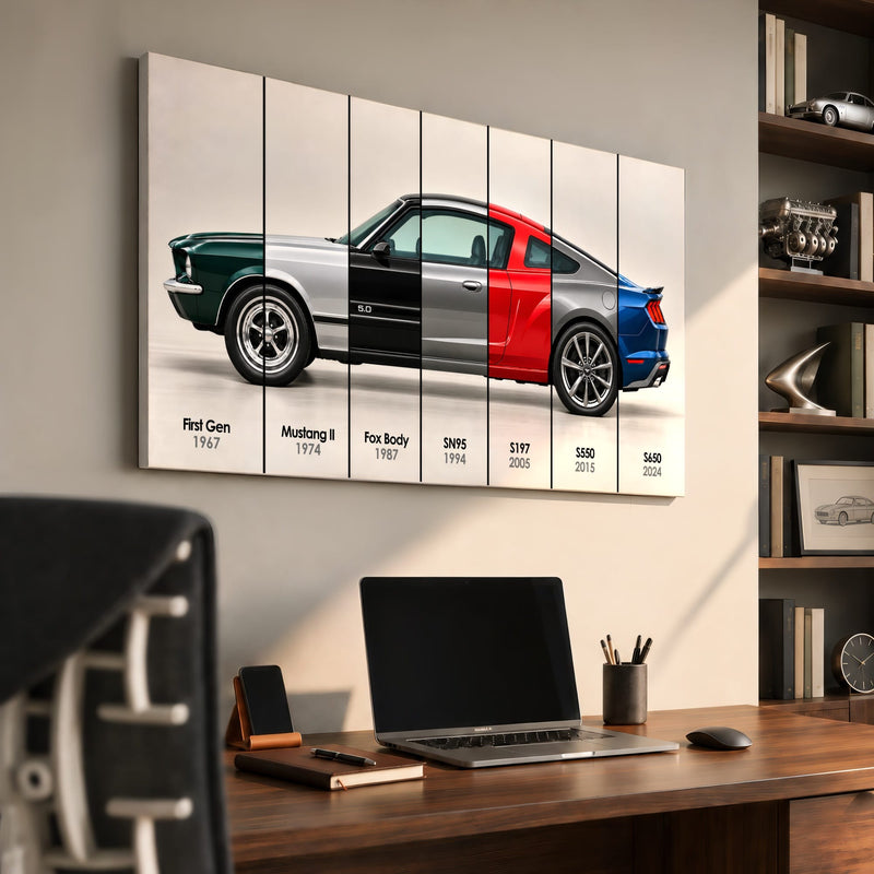 Ford Mustang Evolution Poster & Canvas Wall Art | Caveson Cars