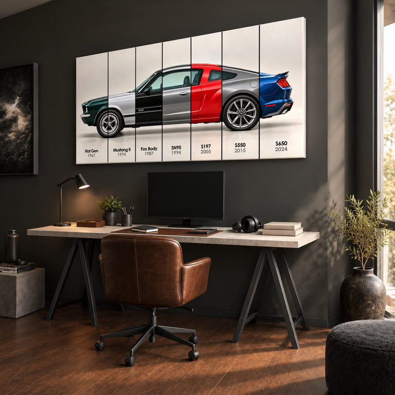 Ford Mustang Evolution Poster & Canvas Wall Art | Caveson Cars