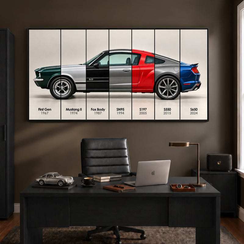 Ford Mustang Evolution Poster & Canvas Wall Art | Caveson Cars