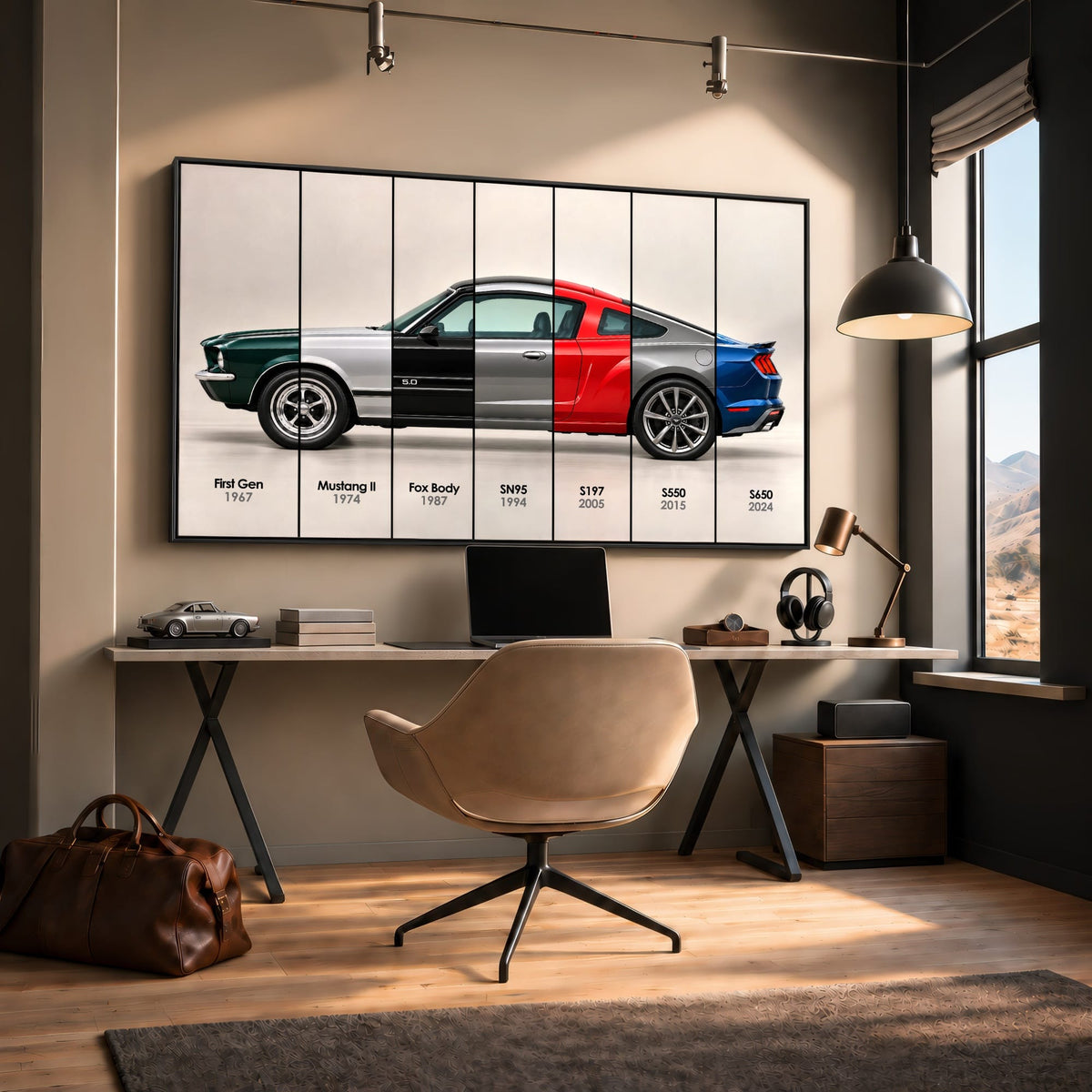 Ford Mustang Evolution Poster & Canvas Wall Art | Caveson Cars