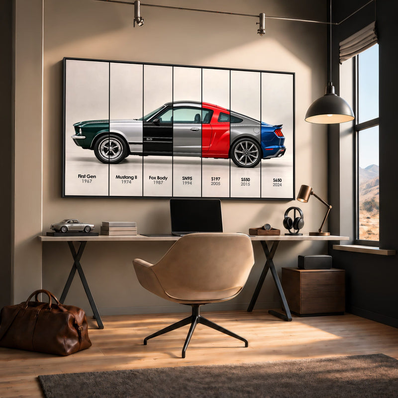Ford Mustang Evolution Poster & Canvas Wall Art | Caveson Cars