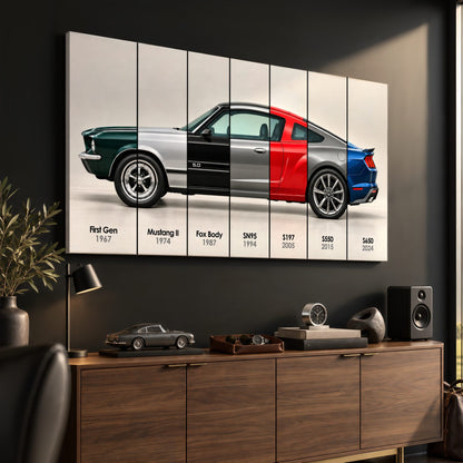 Ford Mustang Evolution Poster & Canvas Wall Art | Caveson Cars