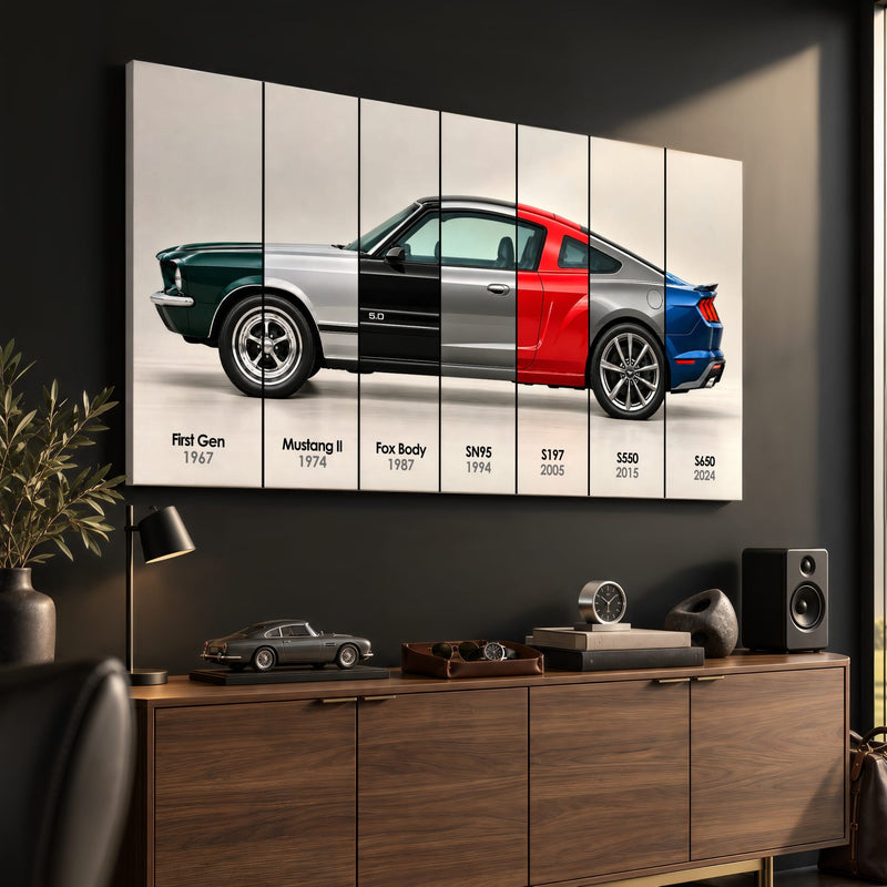 Ford Mustang Evolution Poster & Canvas Wall Art | Caveson Cars