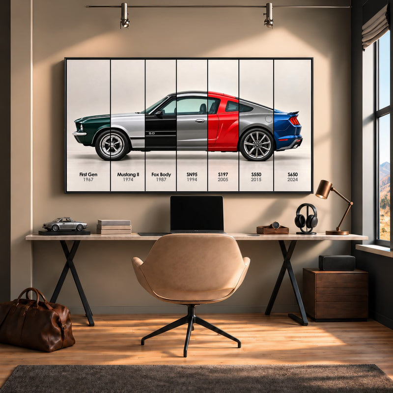 Ford Mustang Evolution Poster & Canvas Wall Art | Caveson Cars