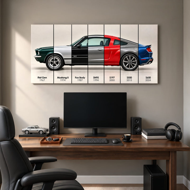 Ford Mustang Evolution Poster & Canvas Wall Art | Caveson Cars