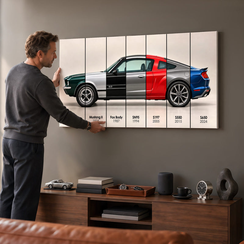 Ford Mustang Evolution Poster & Canvas Wall Art | Caveson Cars