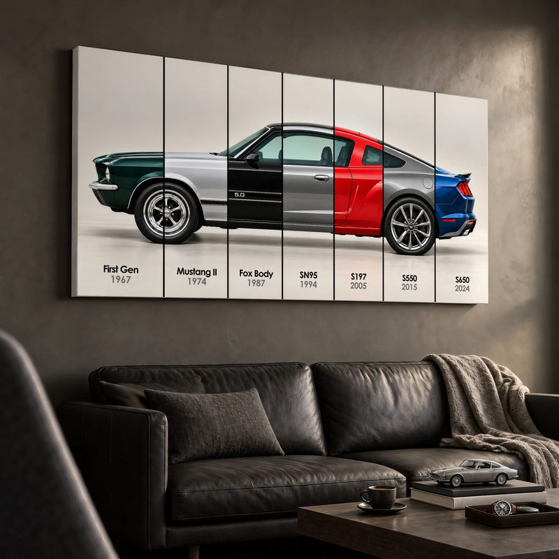 Ford Mustang Evolution Poster & Canvas Wall Art | Caveson Cars