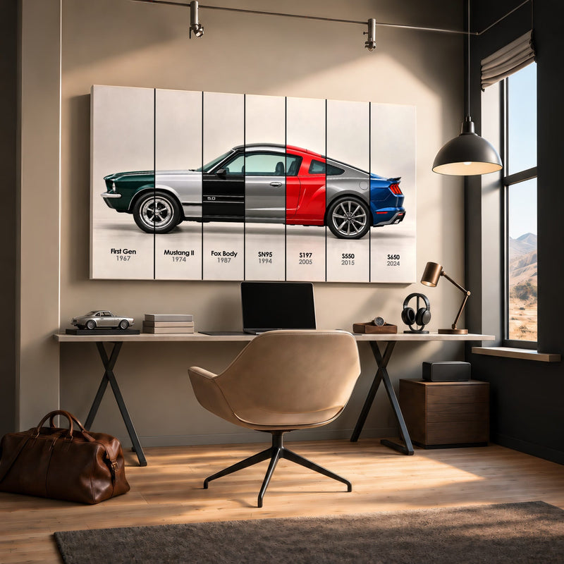 Ford Mustang Evolution Poster & Canvas Wall Art | Caveson Cars