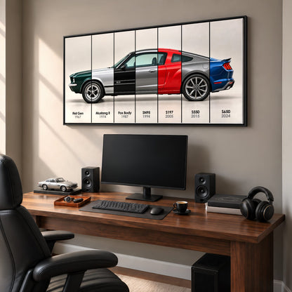 Ford Mustang Evolution Poster & Canvas Wall Art | Caveson Cars
