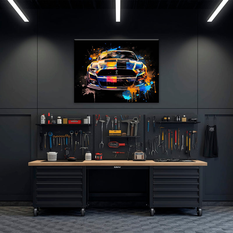 Shelby Mustang Color Rush Wall Art – Pop Art Muscle Car Canvas Print Cars