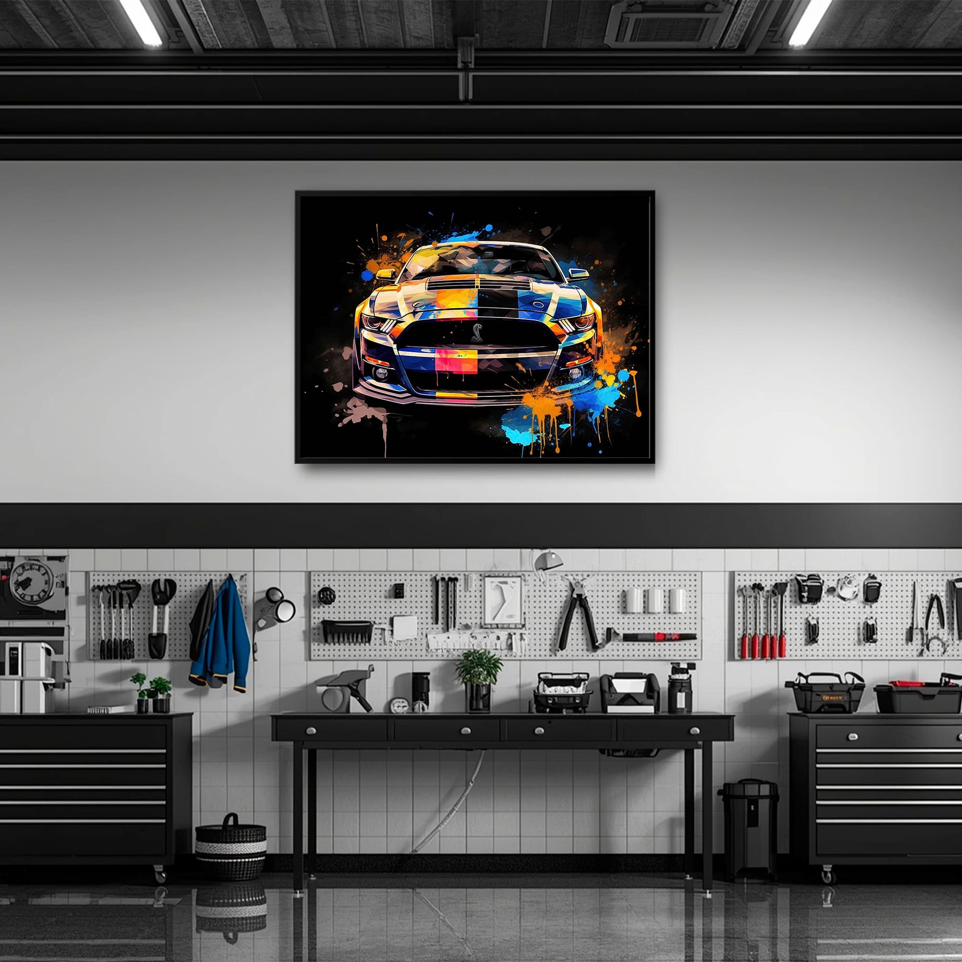 Shelby Mustang Color Rush Wall Art – Pop Art Muscle Car Canvas Print Cars