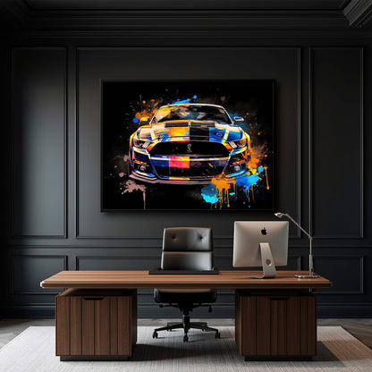Shelby Mustang Color Rush Wall Art – Pop Art Muscle Car Canvas Print Cars