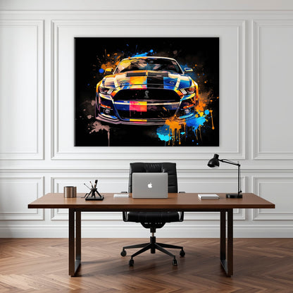 Shelby Mustang Color Rush Wall Art – Pop Art Muscle Car Canvas Print Cars