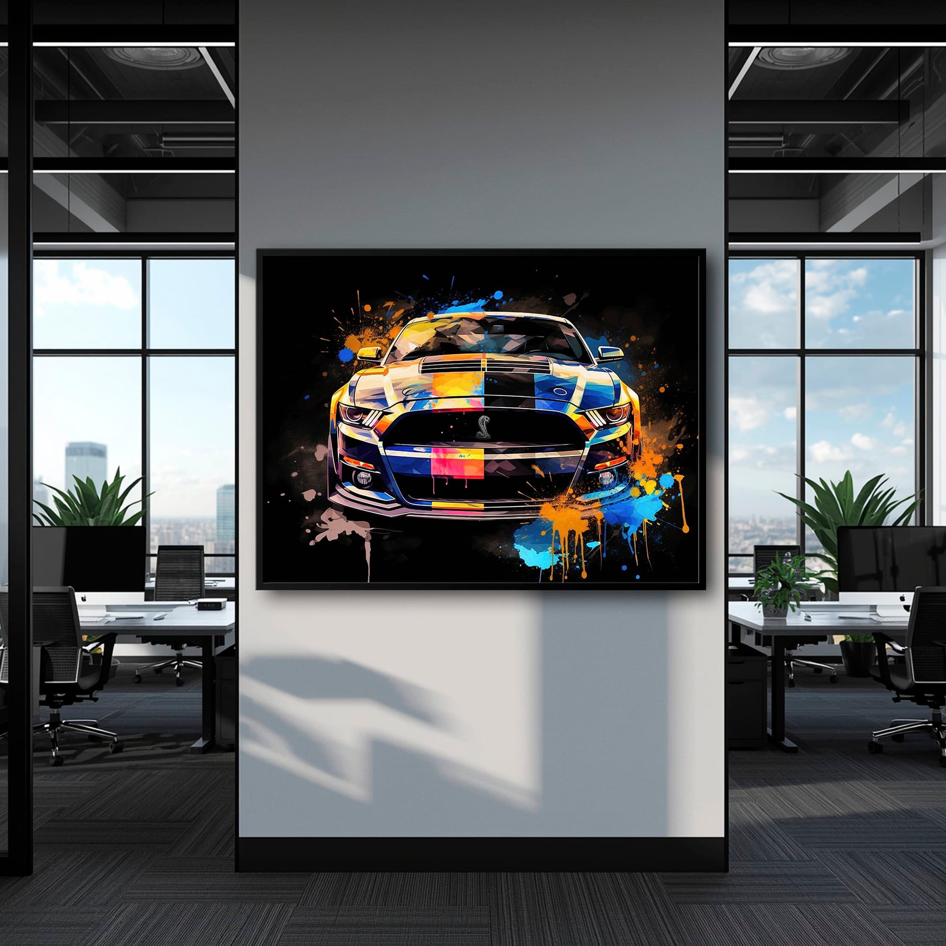 Shelby Mustang Color Rush Wall Art – Pop Art Muscle Car Canvas Print Cars
