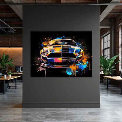 Shelby Mustang Color Rush Wall Art – Pop Art Muscle Car Canvas Print Cars