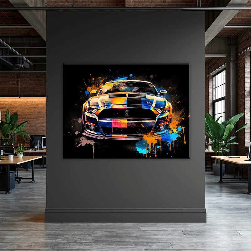Shelby Mustang Color Rush Wall Art – Pop Art Muscle Car Canvas Print Cars