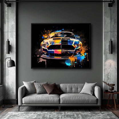 Shelby Mustang Color Rush Wall Art – Pop Art Muscle Car Canvas Print Cars