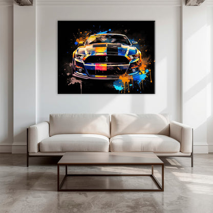 Shelby Mustang Color Rush Wall Art – Pop Art Muscle Car Canvas Print Cars