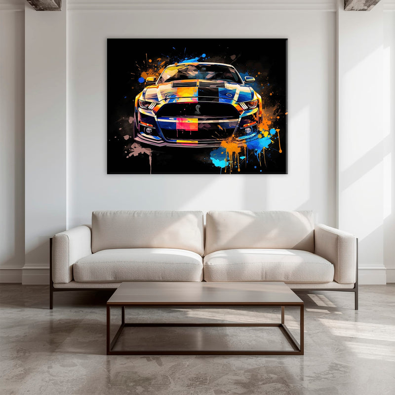 Shelby Mustang Color Rush Wall Art – Pop Art Muscle Car Canvas Print Cars