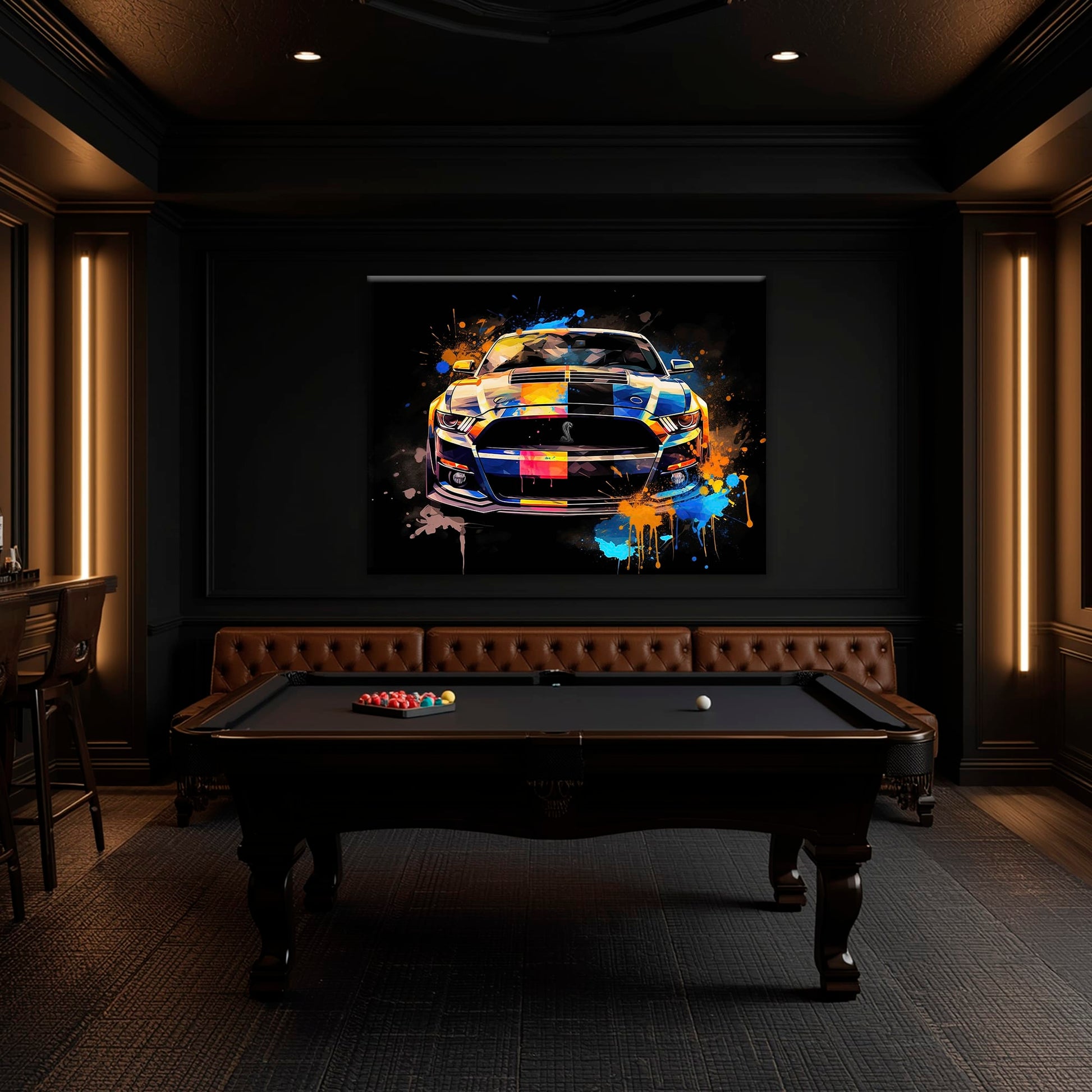 Shelby Mustang Color Rush Wall Art – Pop Art Muscle Car Canvas Print Cars