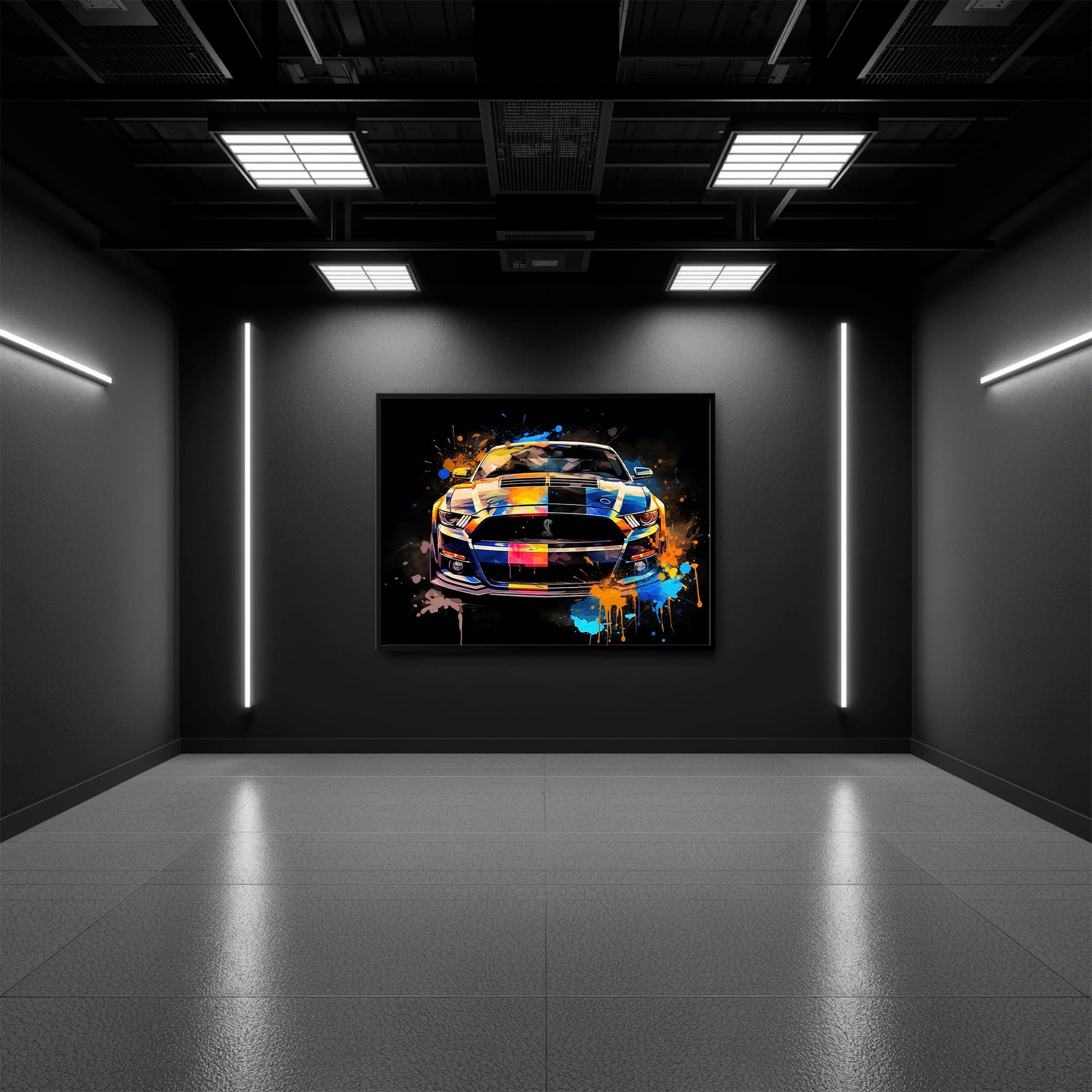Shelby Mustang Color Rush Wall Art – Pop Art Muscle Car Canvas Print Cars