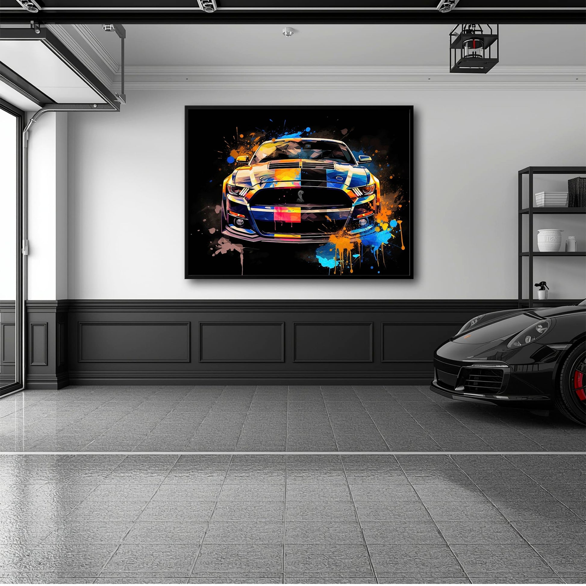 Shelby Mustang Color Rush Wall Art – Pop Art Muscle Car Canvas Print Cars
