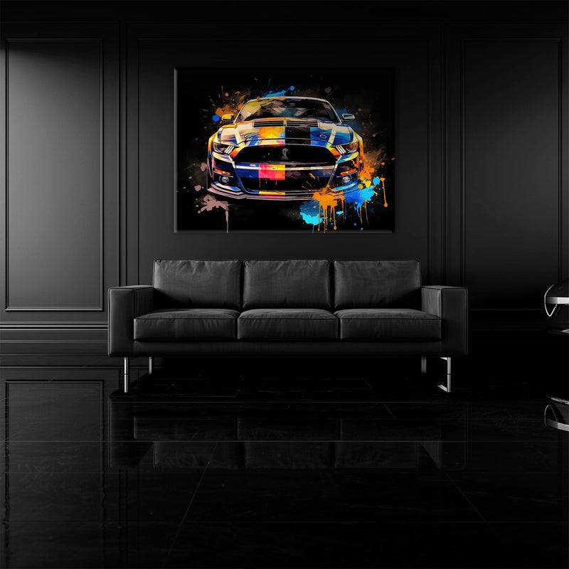 Shelby Mustang Color Rush Wall Art – Pop Art Muscle Car Canvas Print Cars