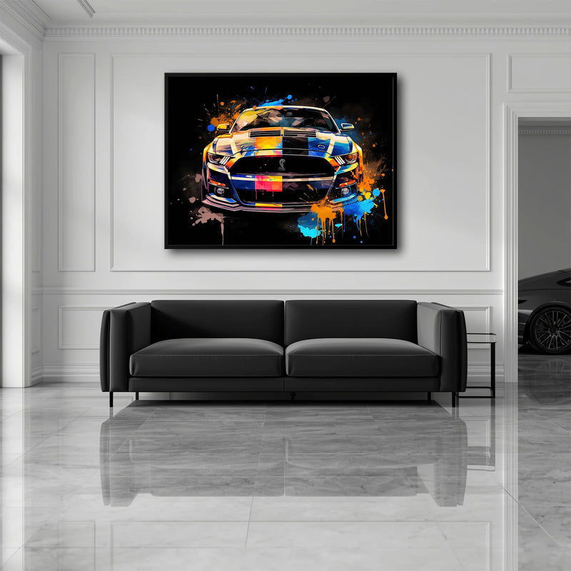 Shelby Mustang Color Rush Wall Art – Pop Art Muscle Car Canvas Print Cars