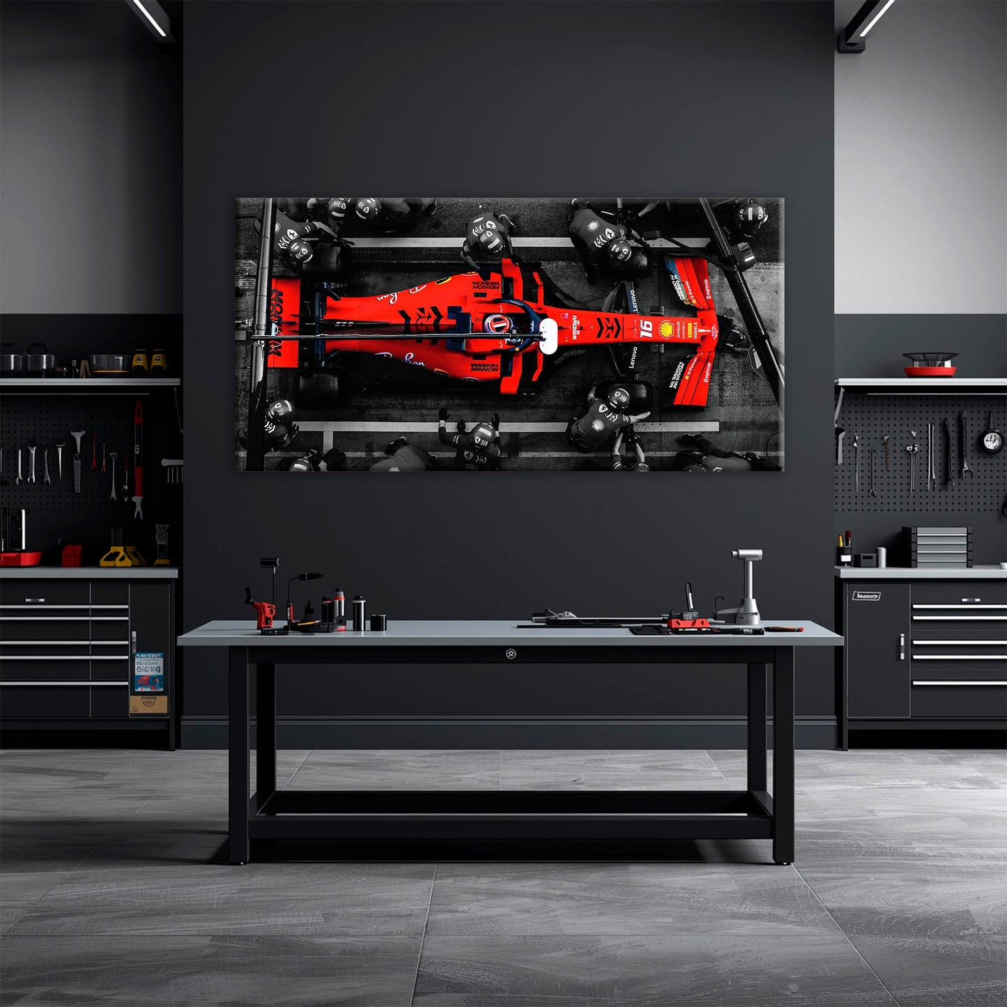 Ferrari Scuderia F1 Pit Stop Wall Art | Formula One Room Decor Cars