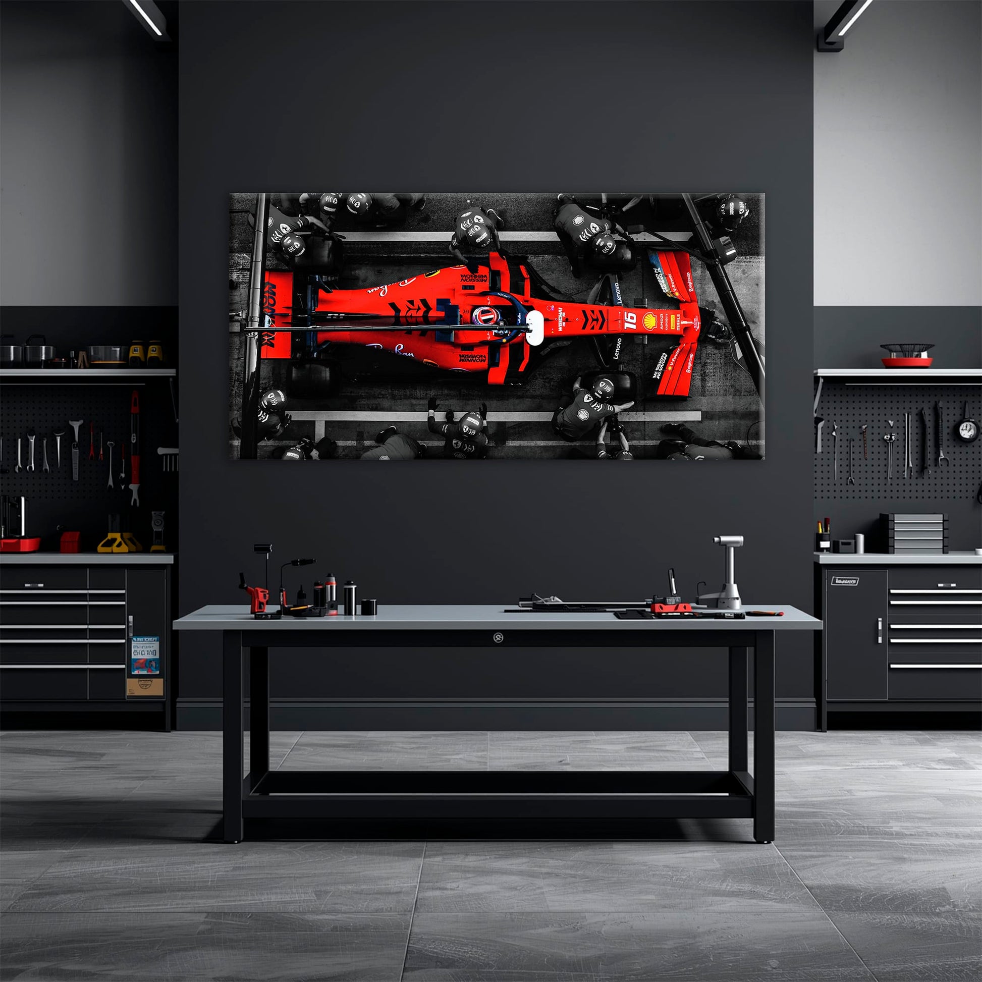 Ferrari Scuderia F1 Pit Stop Wall Art | Formula One Room Decor Cars