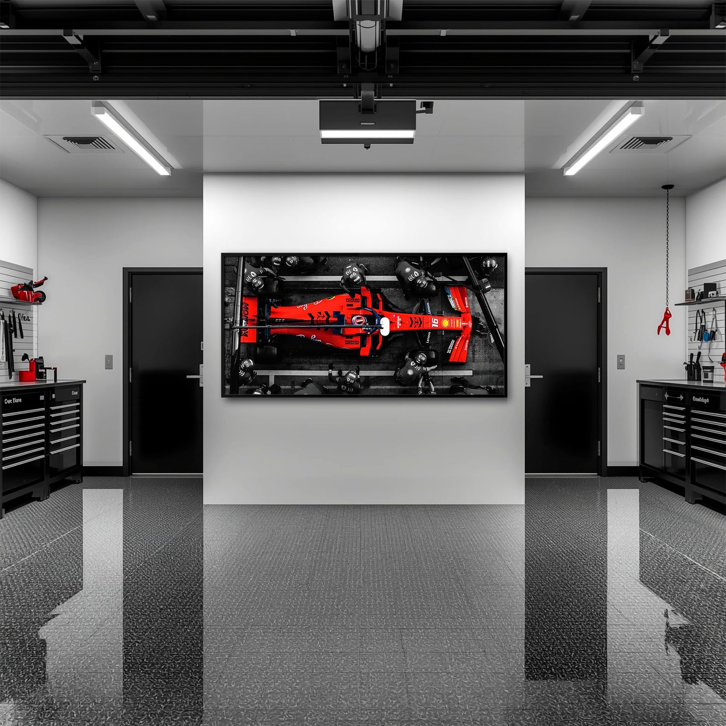 Ferrari Scuderia F1 Pit Stop Wall Art | Formula One Room Decor Cars