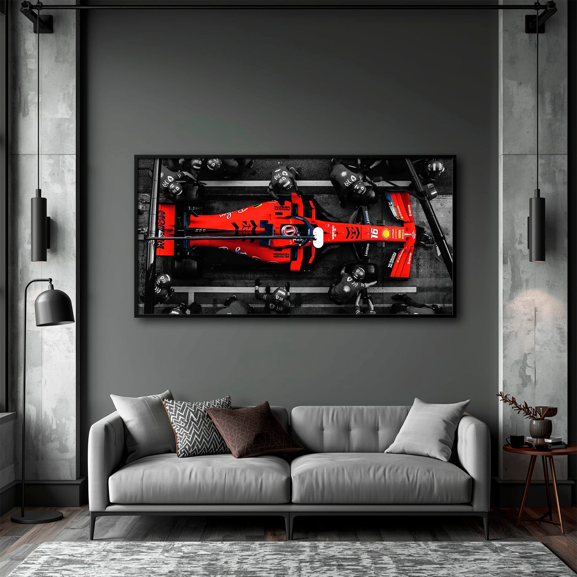 Ferrari Scuderia F1 Pit Stop Wall Art | Formula One Room Decor Cars