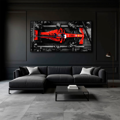 Ferrari Scuderia F1 Pit Stop Wall Art | Formula One Room Decor Cars
