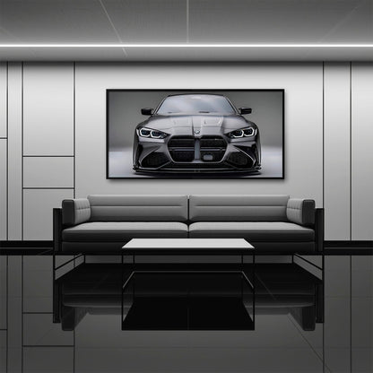 BMW M4 Steel Phantom Wall Art – Gray Performance Coupe Canvas Print Cars