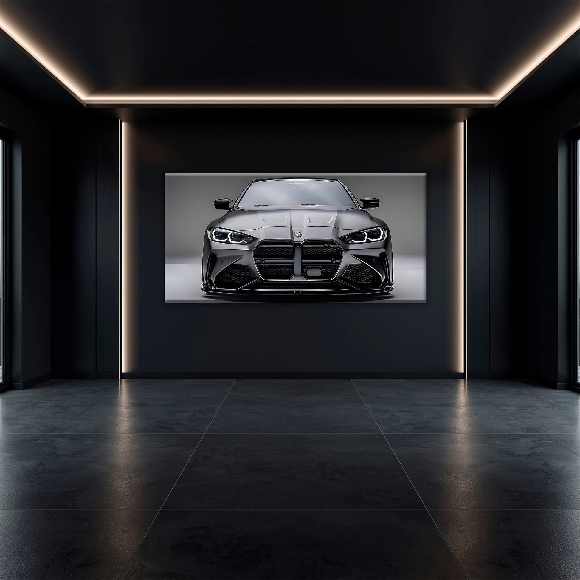 BMW M4 Steel Phantom Wall Art – Gray Performance Coupe Canvas Print Cars