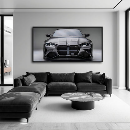 BMW M4 Steel Phantom Wall Art – Gray Performance Coupe Canvas Print Cars