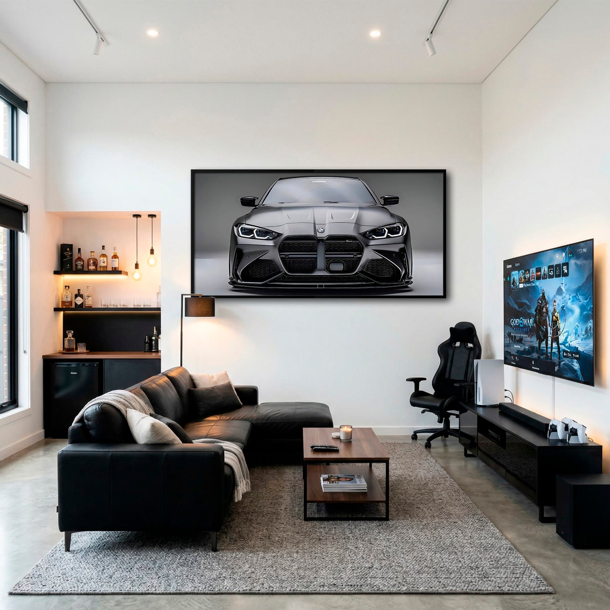 BMW M4 Steel Phantom Wall Art – Gray Performance Coupe Canvas Print Cars