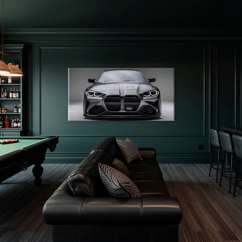 BMW M4 Steel Phantom Wall Art – Gray Performance Coupe Canvas Print Cars