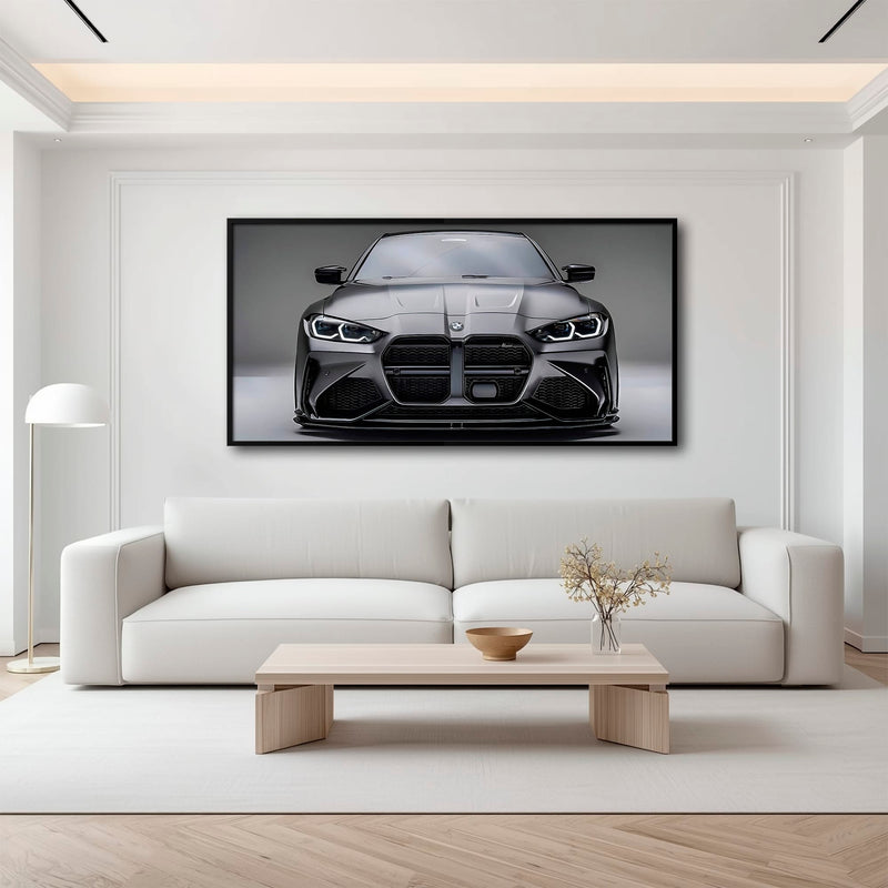 BMW M4 Steel Phantom Wall Art – Gray Performance Coupe Canvas Print Cars