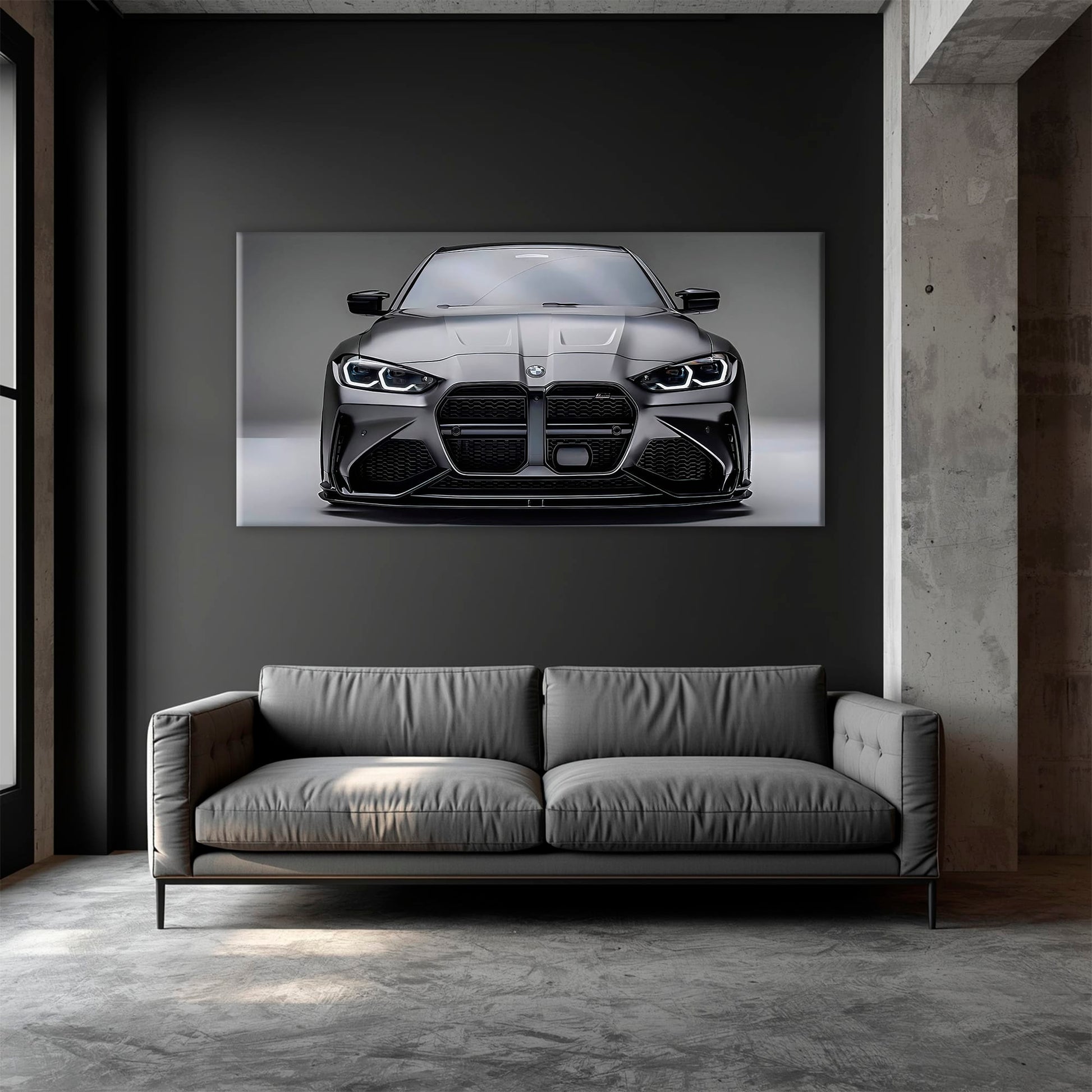 BMW M4 Steel Phantom Wall Art – Gray Performance Coupe Canvas Print Cars