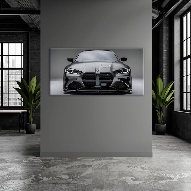 BMW M4 Steel Phantom Wall Art – Gray Performance Coupe Canvas Print Cars