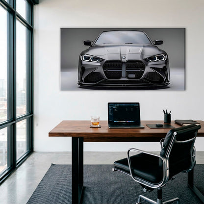 BMW M4 Steel Phantom Wall Art – Gray Performance Coupe Canvas Print Cars