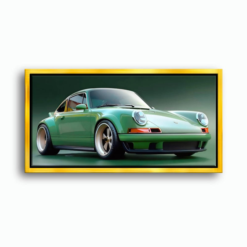 Green Porsche 911 Wall Art – Emerald Outlaw Canvas Print Cars