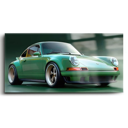 Green Porsche 911 Wall Art – Emerald Outlaw Canvas Print Cars